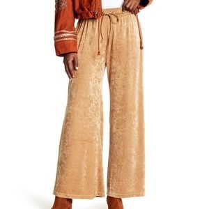 Free People Gold Velvet Wide Leg Pants